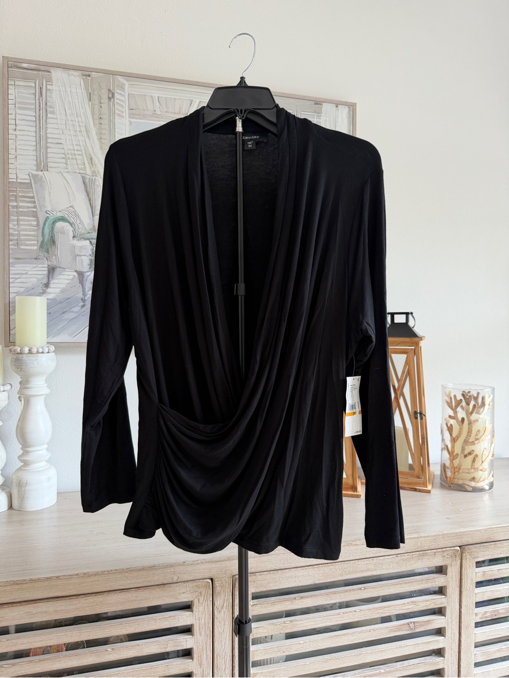 Karen Kane Plus Size Travel Jersey Drape Front Crossover Top